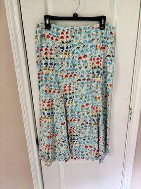Vintage Koret Rayon & Linen Blend Size Large Floral Maxi Skirt Cottagecore